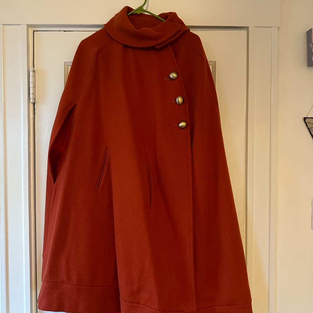 Vintage Donenfeld’s red cape with brass buttons